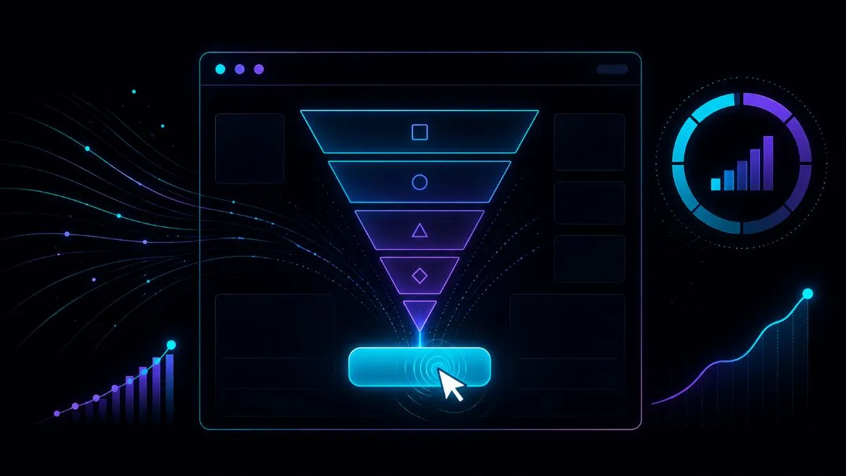 Struttura landing page ad alta conversione — wireframe con elementi CTA e copy