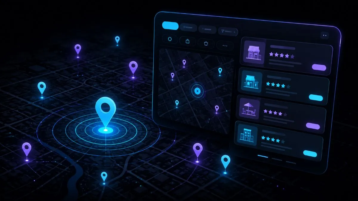 SEO locale guida completa — mappa con pin e risultati Google Maps per ricerche locali