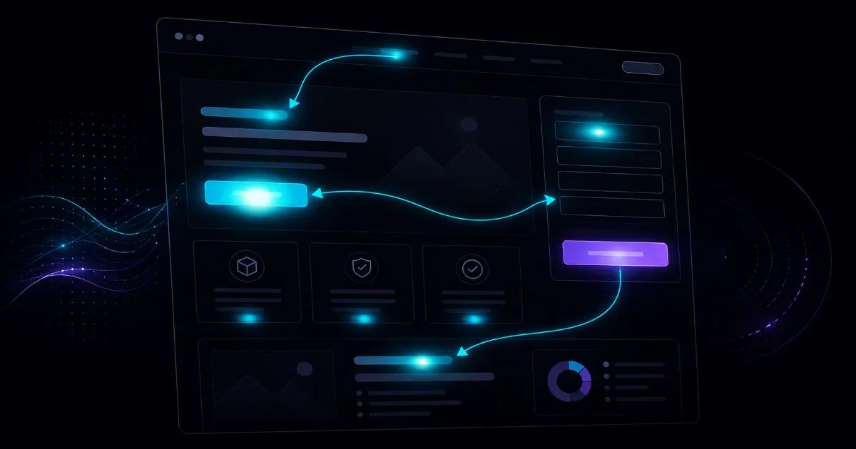 UX design e conversioni — wireframe con frecce che indicano il flusso utente verso la conversione